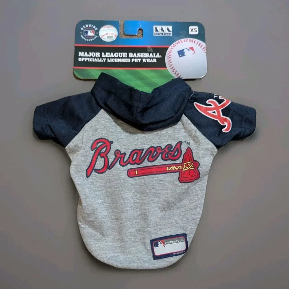 NWT Atlanta Braves Dog Hoodie Shirt Size XS MLB Pets First Licensed New